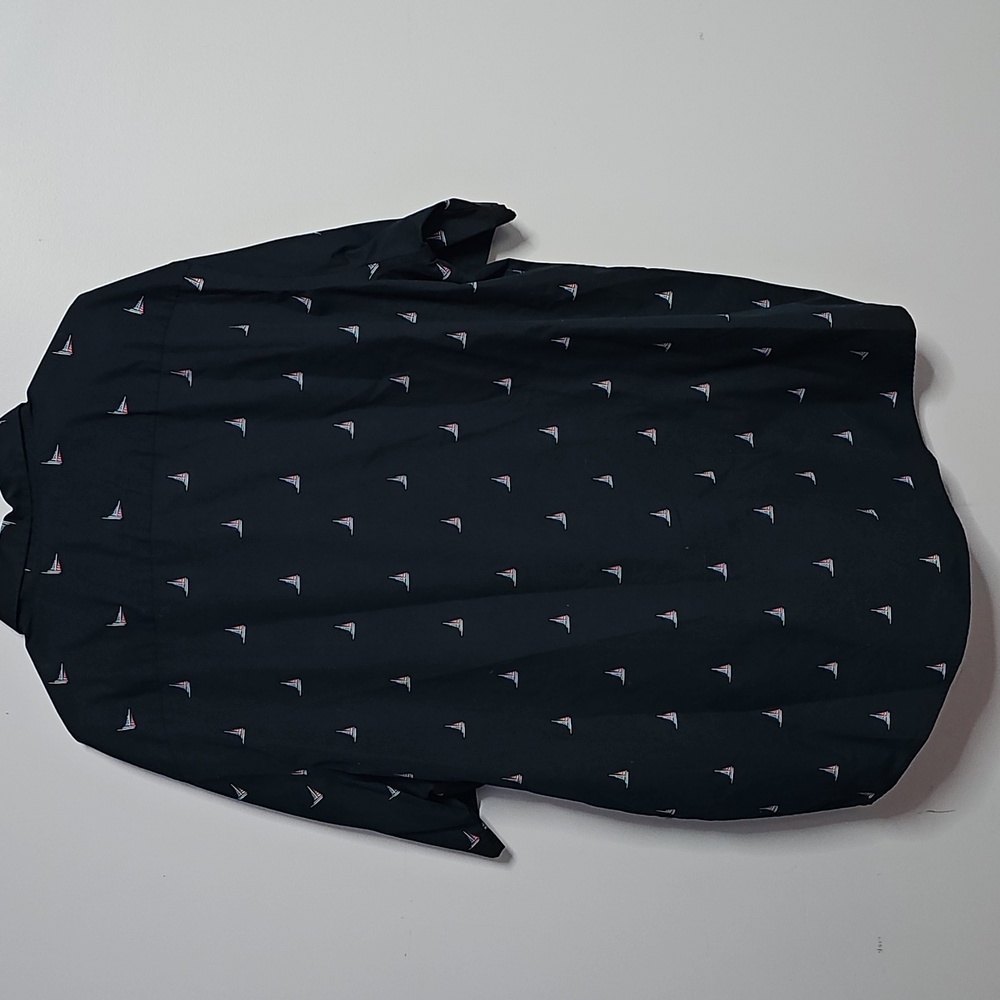 Nautica Blue Casual Button Down Shirt with Nautical Print - Picture 3 of 7